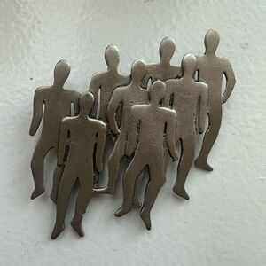 JJ Crowd of People Silver Tone Vintage 1988 Pin Brooch